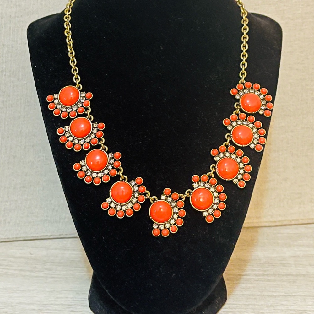 Vintage J Crew Orange Enamel Statement necklace